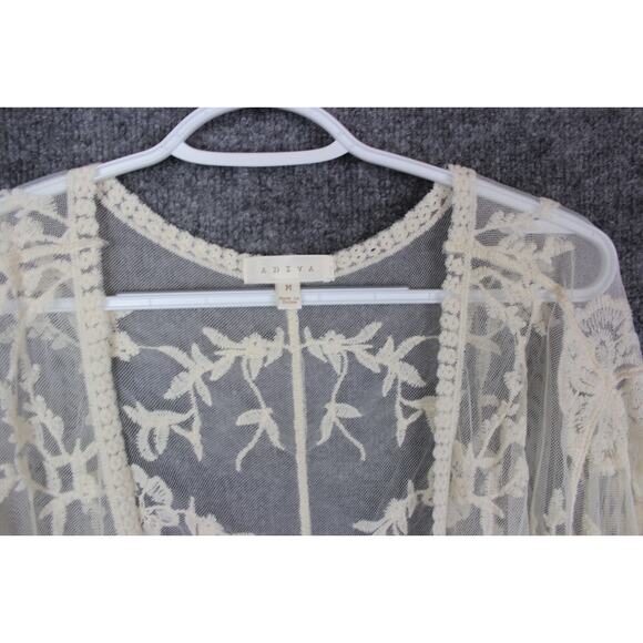 Adiva Duster Women's Medium Mesh Lace Crosha Cover-up Layering Boho Western - Picture 4 of 9